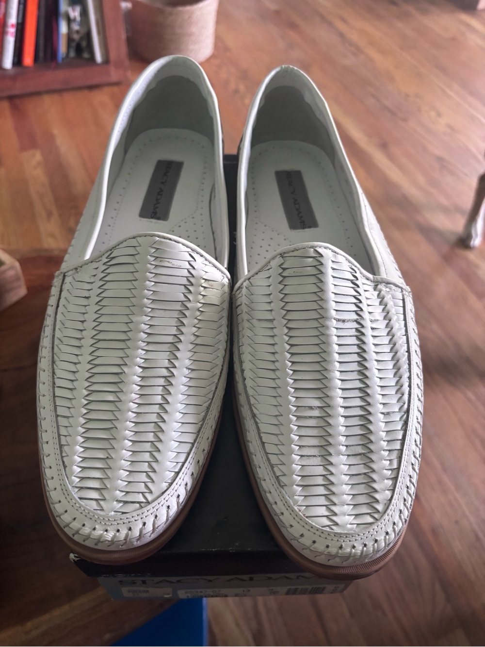 Stacy Adams Men's White Woven Slip-Ons